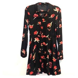 Black red flower dress